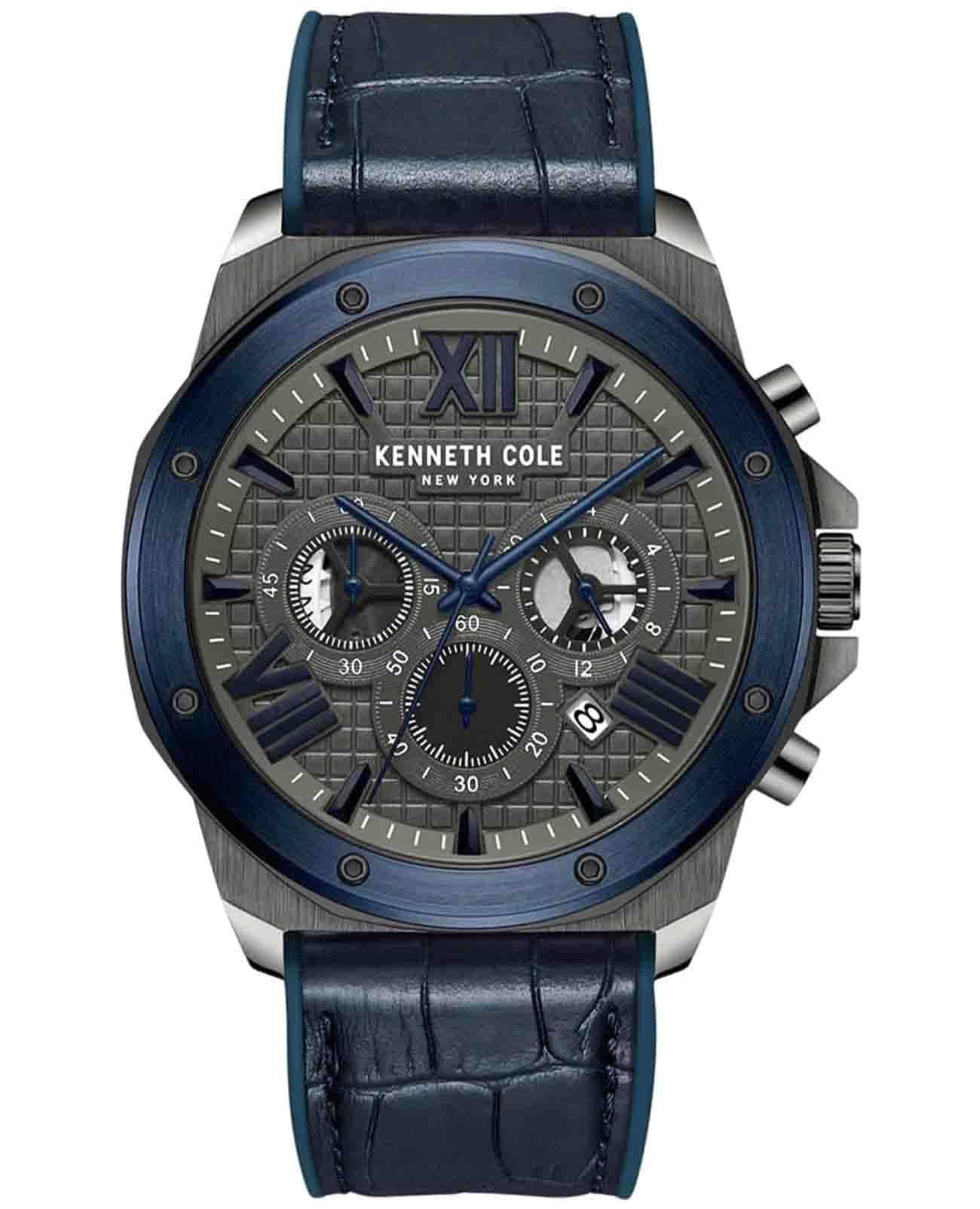 Kenneth Cole Kenneth Cole New York KCWGO0016002  KCWGO0016002 кварцевые мужские часы черный циферблат, браслет кожаный — вид спереди
