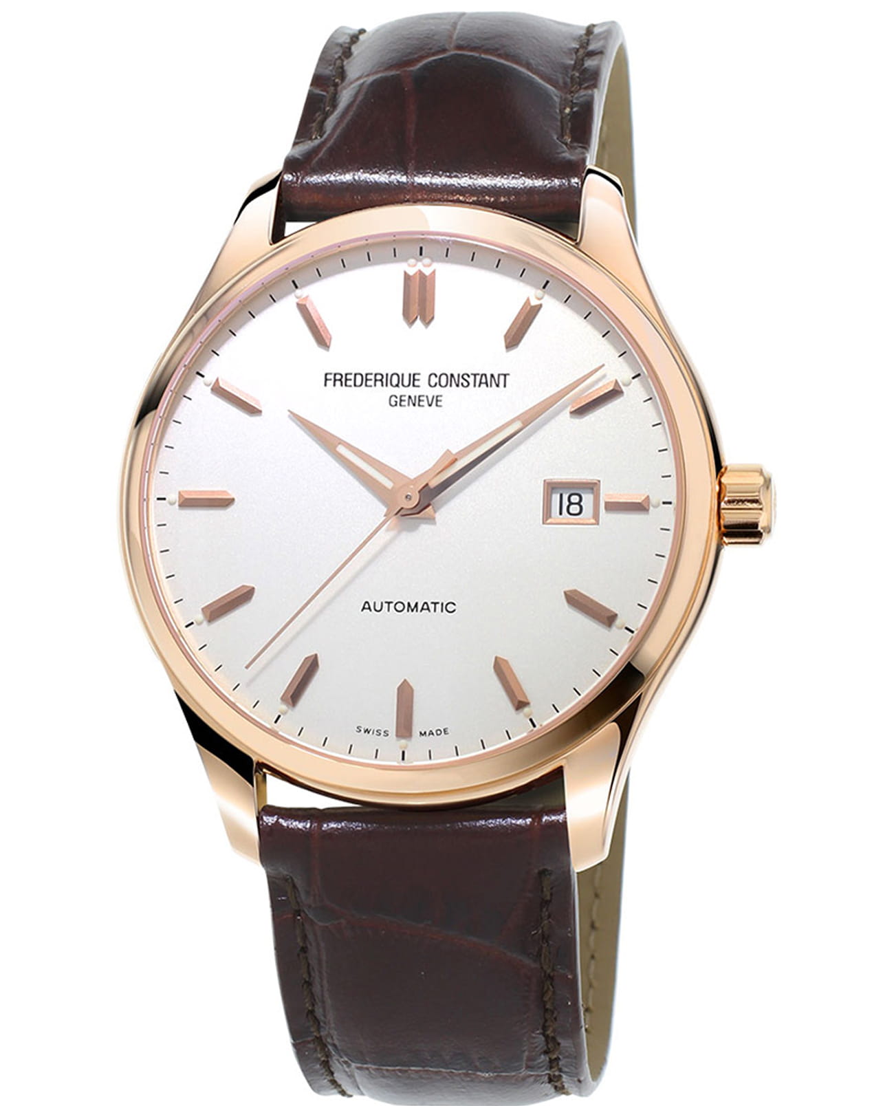 Frederique Constant Frederique Constant Classics Index Automatic FC-303V5B4  FC-303V5B4 механические мужские часы белый циферблат, браслет кожаный — вид спереди
