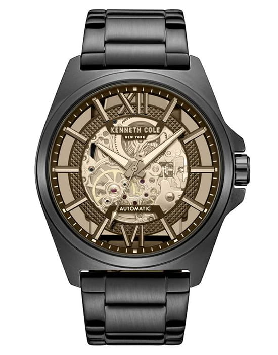 Kenneth Cole Kenneth Cole Automatic KCWGY0065104  KCWGY0065104 механические мужские часы коричневый циферблат, браслет нержавеющая сталь с pvd-покрытием — вид спереди