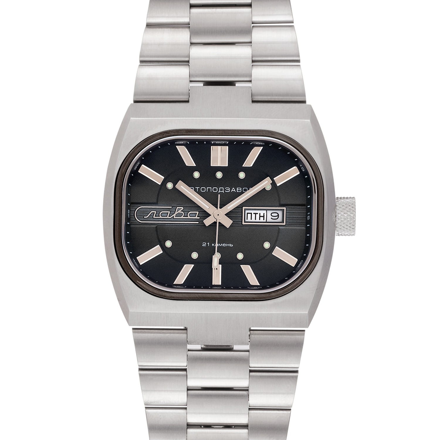 Оригинальные часы Слава Слава Телевизор 3042705/100-8205 механические калибр механизма miyota 8205 общий вид