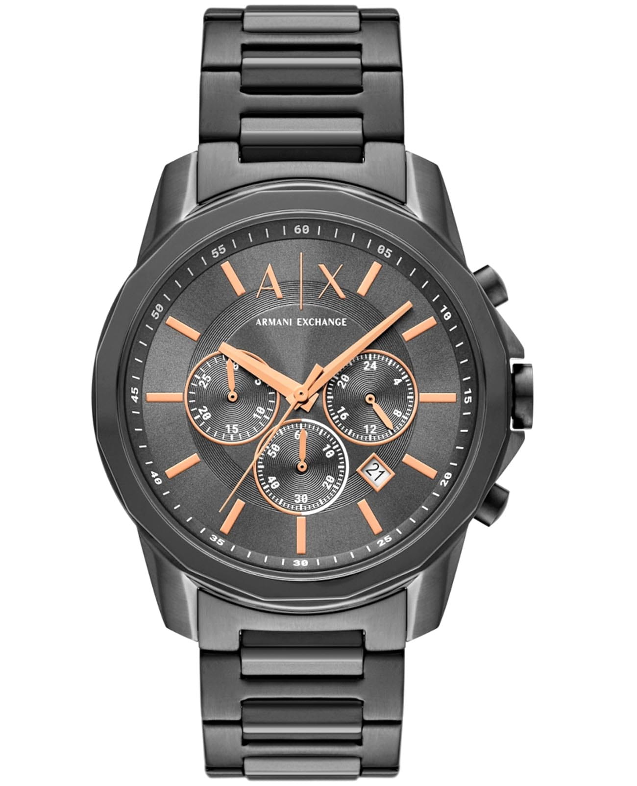 Armani Exchange Armani Exchange Banks AX7170SET  AX7170SET кварцевые мужские часы черный циферблат, браслет нержавеющая сталь с ip-покрытием — вид спереди