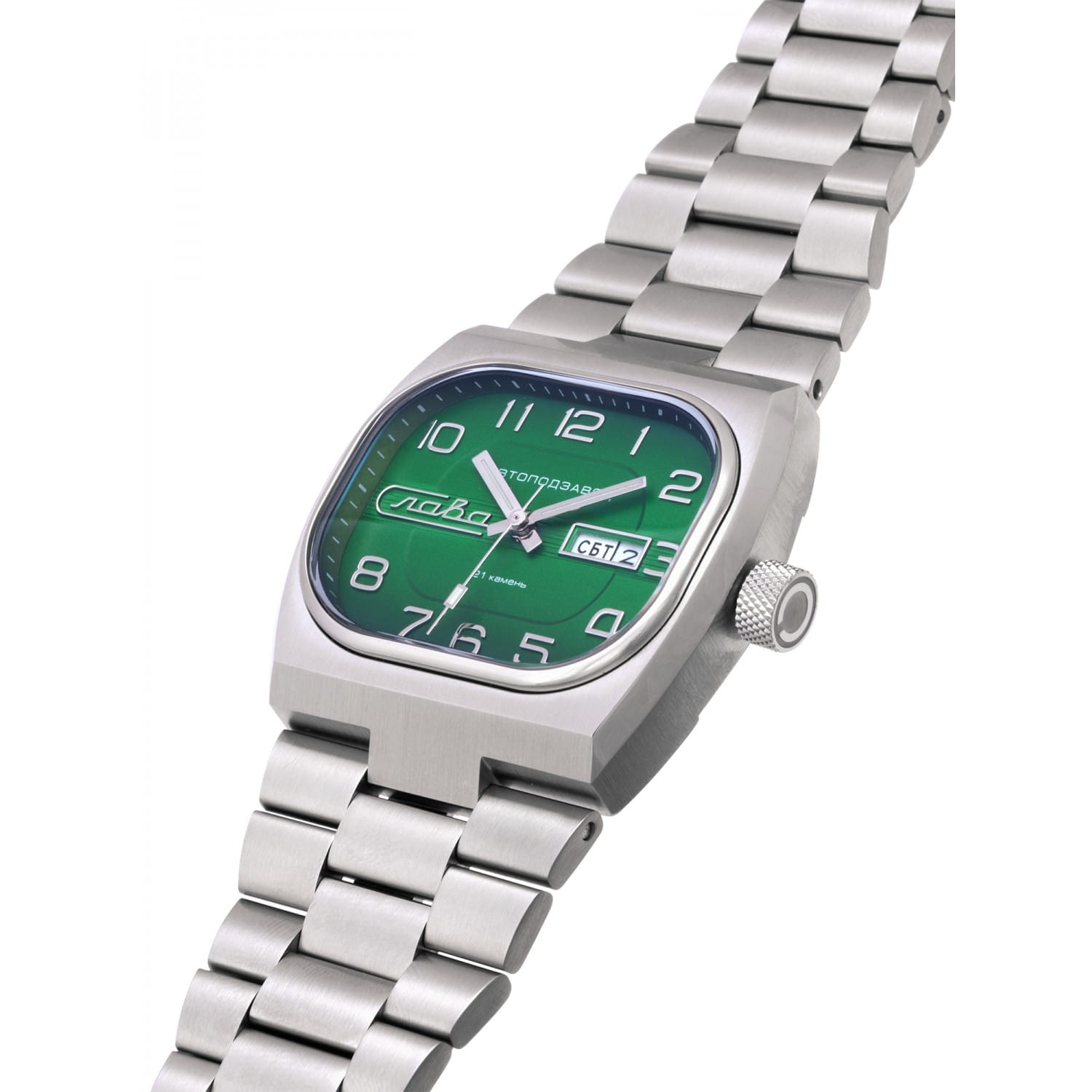 Слава Слава Телевизор 3045709/100-8205 мужские часы зеленый циферблат на запястье
