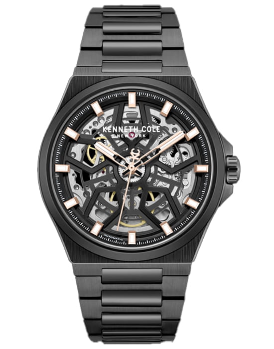 Kenneth Cole Kenneth Cole Automatic KCWGY0065303  KCWGY0065303 механические мужские часы черный циферблат, браслет нержавеющая сталь с pvd-покрытием — вид спереди