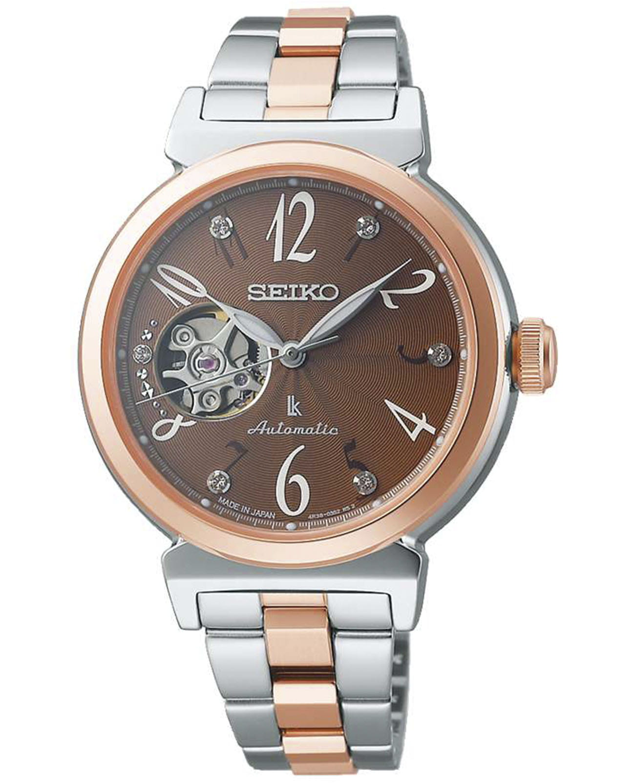 Seiko Seiko Lukia SSVM062  SSVM062 механические женские часы коричневый циферблат, браслет нержавеющая сталь с pvd-покрытием — вид спереди