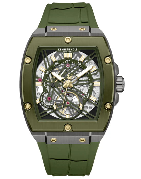 Kenneth Cole Kenneth Cole Automatic KCWGZ0067804  KCWGZ0067804 механические мужские часы зеленый циферблат, браслет каучук — вид спереди