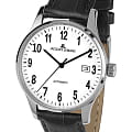 Jacques Lemans Jacques Lemans Classic 1-2073C  1-2073C механические мужские часы  белый циферблат, браслет кожаный — вид спереди