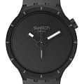 Swatch Swatch Big Bold Bioceramic SB03B110  SB03B110 кварцевые мужские часы  черный циферблат, браслет силикон — вид спереди