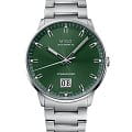Mido Mido Commander Big Date M021.626.11.091.00  M0216261109100 механические мужские часы зеленый циферблат, браслет нержавеющая сталь — вид спереди