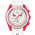 Swatch Swatch x Omega Bioceramic Moonswatch Mission to Mars SO33R100  SO33R100 кварцевые женские часы  белый циферблат, браслет нейлон — вид спереди