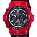 Casio Casio G-Shock AWG-M100SRB-4A AWG AWG-M100SRB-4AER электронные мужские часы черный циферблат, браслет пластик — вид спереди