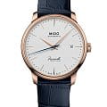 Mido Mido Baroncelli Heritage M027.407.36.261.00  M0274073626100 механические мужские часы белый циферблат, браслет кожаный — вид спереди