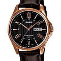 Casio Casio Collection MTP-1384L-1AVDF (MTP-1384L-1A)  MTP-1384L-1A кварцевые мужские часы черный циферблат, браслет кожаный — вид спереди