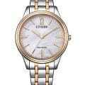 Citizen Citizen Eco-Drive EM0416-78A  EM0416-78A кварцевые женские часы перламутровый циферблат, браслет нержавеющая сталь с ip-покрытием — вид спереди