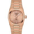 Tissot Tissot PRX 25 mm T137.010.33.506.00  T1370103350600 кварцевые женские часы  золотой циферблат, браслет нержавеющая сталь с pvd-покрытием — вид спереди
