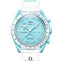 Swatch Swatch x Omega Bioceramic Moonswatch Mission to Uranus SO33L100  SO33L100 кварцевые женские часы голубой циферблат, браслет нейлон — вид спереди