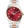 Michael Kors Michael Kors Channing MK6114  MK6114 кварцевые женские часы  красный циферблат, браслет сталь c pvd покрытием — вид спереди