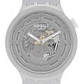 Swatch Swatch Big Bold Bioceramic Lacquered SB03M100  SB03M100 кварцевые мужские часы серый циферблат, браслет силикон — вид спереди