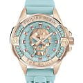 Philipp Plein Philipp Plein The Skull PWNAA1223  PWNAA1223 кварцевые женские часы синий циферблат, браслет силикон — вид спереди