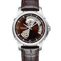 Hamilton Hamilton Jazzmaster Open Heart Auto H32565595  H32565595 механические мужские часы коричневый циферблат, браслет кожаный — вид спереди