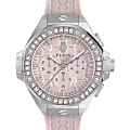 Philipp Plein Philipp Plein The Skull PWPSA0524  PWPSA0524 кварцевые женские часы  розовый циферблат, браслет силикон — вид спереди