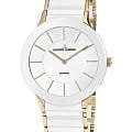 Jacques Lemans Jacques Lemans Classic 1-1856C  1-1856C кварцевые женские часы белый циферблат, браслет сталь + ip + керамика — вид спереди