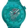 Swatch Swatch Big Bold Biosourced Lacquered SB05L101  SB05L101 кварцевые мужские часы  зеленый циферблат, браслет биоматериал — вид спереди