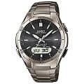 Casio CASIO WAVE CEPTOR WVA-M640TD-1A  WVA-M640TD-1A кварцевые мужские часы черный циферблат, браслет 18-каратное желтое золото — вид спереди