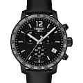 Tissot Tissot T-Sport Quickster T095.417.36.057.02 Quickster T0954173605702 кварцевые мужские часы  черный циферблат, браслет кожаный — вид спереди