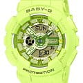 Casio Casio Baby-G BA-110YK-3A  BA-110YK-3A кварцевые женские часы зеленый циферблат, браслет пластик — вид спереди