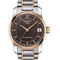 Tissot Tissot T-Classic Titanium T087.207.55.297.00 Tradition T0872075529700 механические женские часы  коричневый циферблат, браслет титановый c pvd покрытием — вид спереди