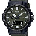 Casio Casio Pro Trek PRW-61Y-3 PRW PRW-61Y-3 кварцевые мужские часы зеленый циферблат, браслет карбон + полимер — вид спереди