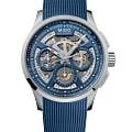 Mido Mido Multifort Skeleton Chronograph M038.662.17.040.00  M0386621704000 механические мужские часы синий циферблат, браслет каучук — вид спереди