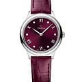 Omega Omega De Ville Prestige 434.13.28.60.61.001  Prestige 43413286061001 кварцевые женские часы  красный циферблат, браслет кожаный — вид спереди