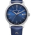 Maurice Lacroix Maurice Lacroix Eliros Date EL1118-SS001-410-4  EL1118-SS001-410-4 кварцевые мужские часы  синий циферблат, браслет кожаный — вид спереди