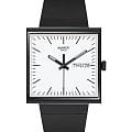 Swatch Swatch Square Bioceramic Standard SO34B700  SO34B700 кварцевые женские часы белый циферблат, браслет биоматериал — вид спереди