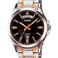 Casio Casio Collection MTP-1381G-1AVDF (MTP-1381G-1A)  MTP-1381G-1A кварцевые мужские часы черный циферблат, браслет сталь с ip покрытием — вид спереди