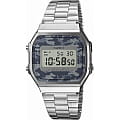 Casio Casio Collection A-168WEC-1E Retro A-168WEC-1E кварцевые мужские часы серый циферблат, браслет  — вид спереди