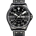 Hamilton Hamilton Khaki Aviation Pilot Day Date Auto H64785835  H64785835 механические мужские часы черный циферблат, браслет кожаный — вид спереди