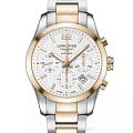 Longines Longines Conquest Classic L2.786.5.76.7  L27865767 механические мужские часы  белый циферблат, браслет нержавеющая сталь + золото 18к — вид спереди