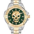 Philipp Plein Philipp Plein The Skull PWNAA0622  PWNAA0622 кварцевые мужские часы зеленый циферблат, браслет нержавеющая сталь с ip-покрытием — вид спереди