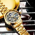 Stuhrling Stuhrling Luciano 371B.03 механические мужские часы часы, крупный план золотой циферблат