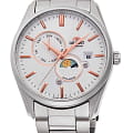 Orient Orient Sun & Moon RA-AK0306S  RA-AK0306S механические мужские часы белый циферблат, браслет нержавеющая сталь — вид спереди