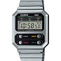 Casio Casio Vintage A100WE-1AEF  A100WE-1AEF кварцевые мужские часы черный циферблат, браслет нержавеющая сталь — вид спереди
