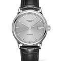 Longines Longines Flagship L4.984.4.72.2  L49844722 механические мужские часы  серебристый циферблат, браслет кожаный — вид спереди