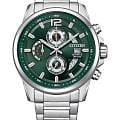 Citizen Citizen Chronograph AN3690-56X  AN3690-56X кварцевые мужские часы зеленый циферблат, браслет нержавеющая сталь — вид спереди
