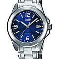 Casio Casio MTP-1259PD-2A  MTP-1259PD-2A кварцевые мужские часы синий циферблат, браслет нержавеющая сталь — вид спереди