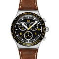 Swatch Swatch I New Chrono YVS530  YVS530 кварцевые мужские часы  черный циферблат, браслет кожаный — вид спереди