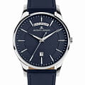 Jacques Lemans Jacques Lemans London 1-2193C  1-2193C кварцевые мужские часы синий циферблат, браслет кожаный — вид спереди