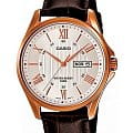 Casio Casio Collection MTP-1384L-7A  MTP-1384L-7A кварцевые мужские часы белый циферблат, браслет кожаный — вид спереди