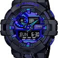 Casio Casio G-Shock GA-700VB-1A GA-700 GA-700VB-1AER электронные мужские часы фиолетовый циферблат, браслет пластик — вид спереди